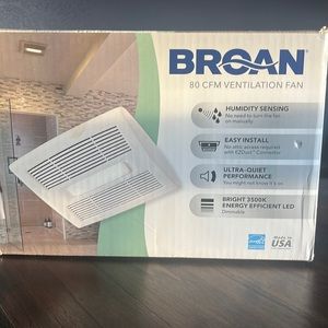 80 CFM Broan Humidity Sensing Bath Ventilation Fan with LED Light